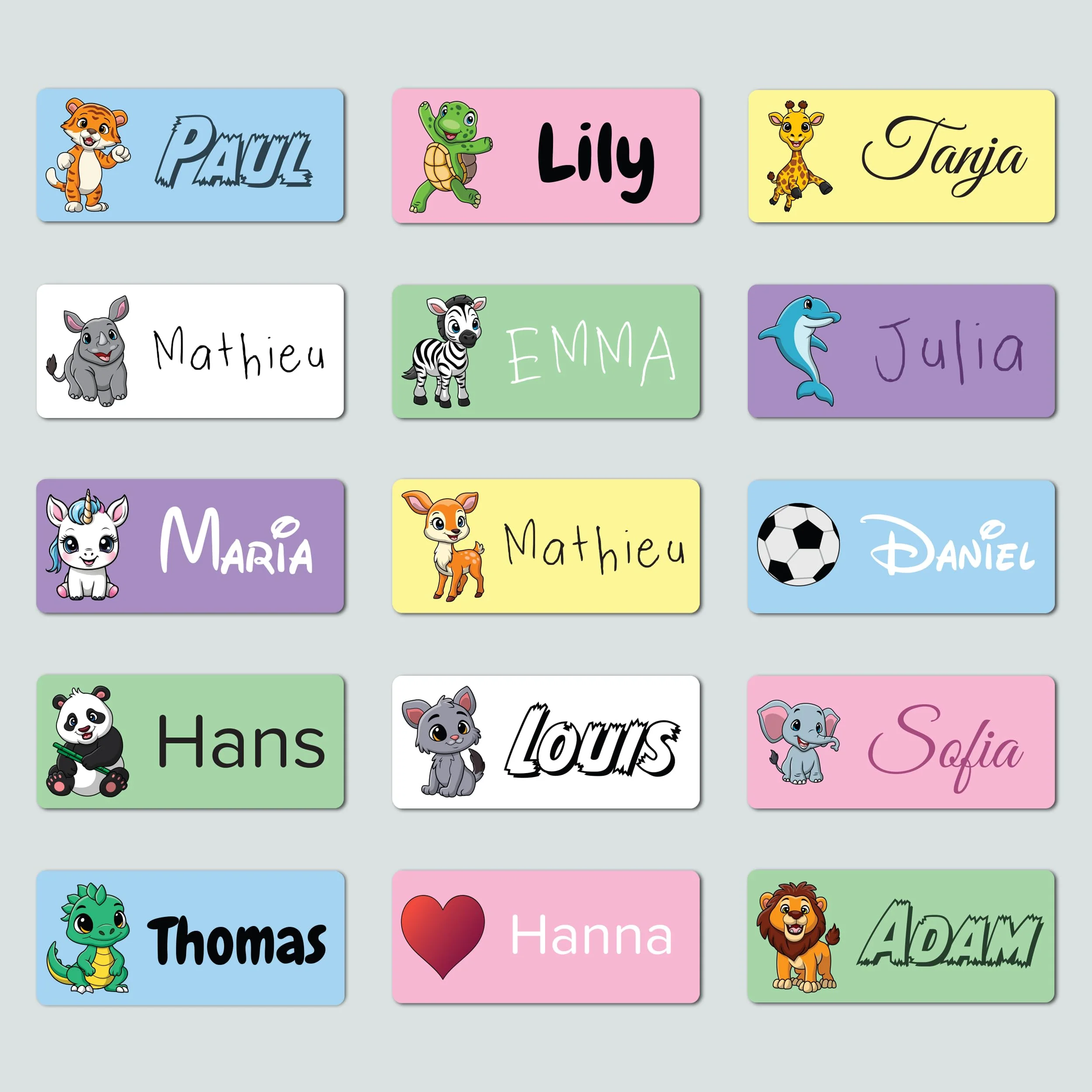 Wraplab Namensaufkleber für Kinder (120 Stück) - Gegenstände & Schule/Kita - Namensschilder für Schulsachen, personalisiert und spülmaschinenfest (Einhorn) - Image 3
