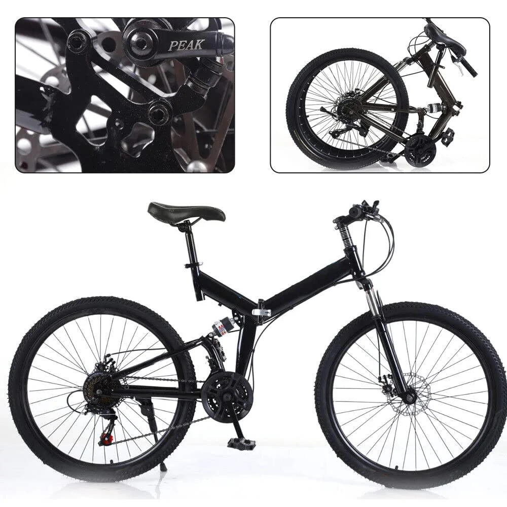 WSIKGHU Faltrad für Erwachsene 26 Zoll Mountainbike Faltrad Rennrad Faltrad 21 Gang Erwachsenenfahrrad 150 KG Offroad-Fahrrad Cityrad faltbar Fahrrad aus Kohlenstoffstahl - Image 3