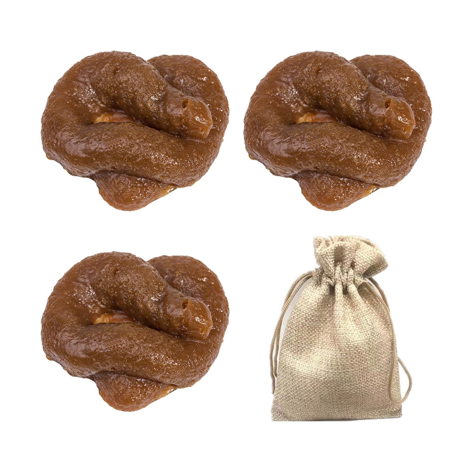 WUSANNA Kackhaufen 3 Stück Kackhaufen Scherzartikel Scheißhaufen Scherzartikel für Erwachsene Prank Kackhaufen Spielzeug Kackhaufen mit Drawstring Tasche für Halloween April Fools