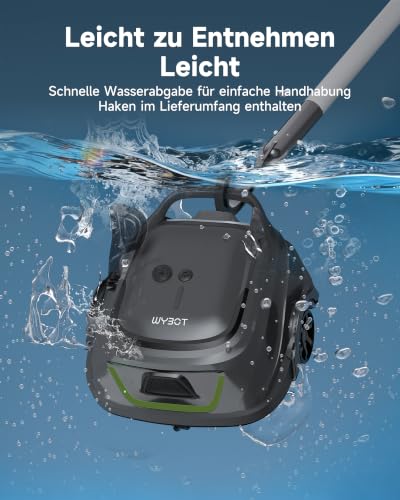 WYBOT A1p Poolroboter Akku mit Doppelfilter, 120 Min Laufzeit, Starker Kabelloser Poolroboter für Aufstellpool & Flache Pools, Entfernt Schmutz, Auto-Park，Olivgrün - Image 6
