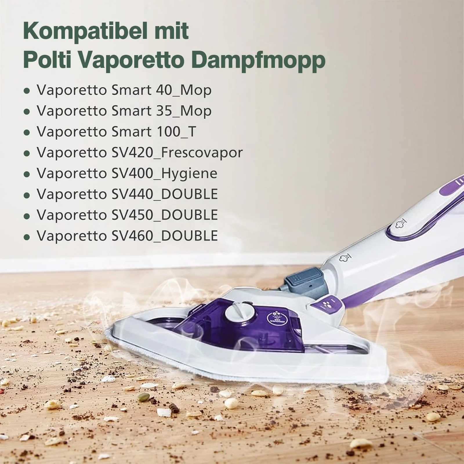Xanewza 4 Stück Polti Vaporetto Ersatztücher PAEU0332, Polti Vaporetto Dampfmopp Mikrofaser Waschtücher sv440 für alle Bodenarten