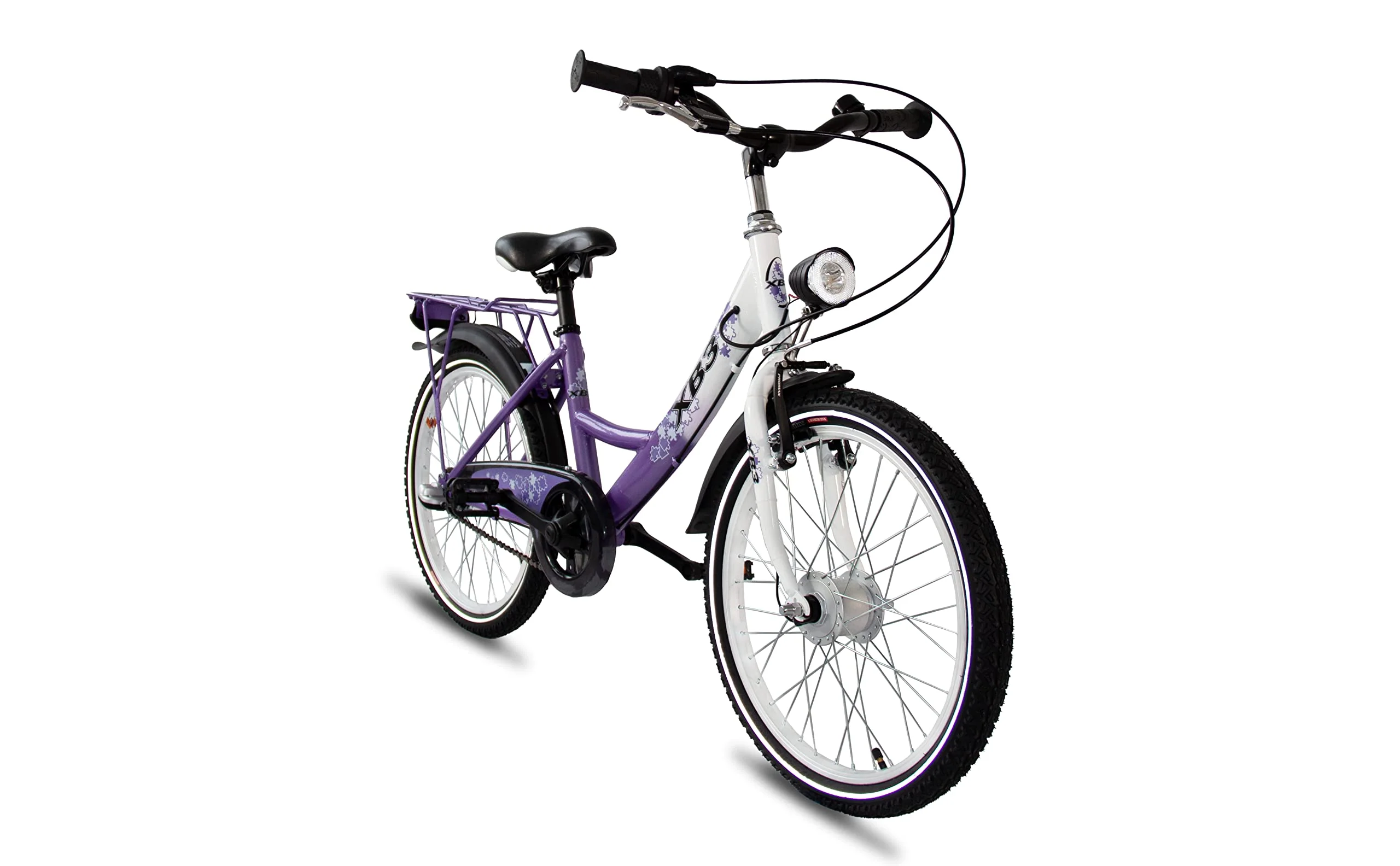 XB3 20 Zoll Kinderfahrrad für Mädchen-Jungen ab 6 Jahre, 3 Gänge Naben-Schaltung, Mädchenfahrrad mit Rücktrittbremse, Nabendynamo StVZO | Weiß/Lila - Image 4