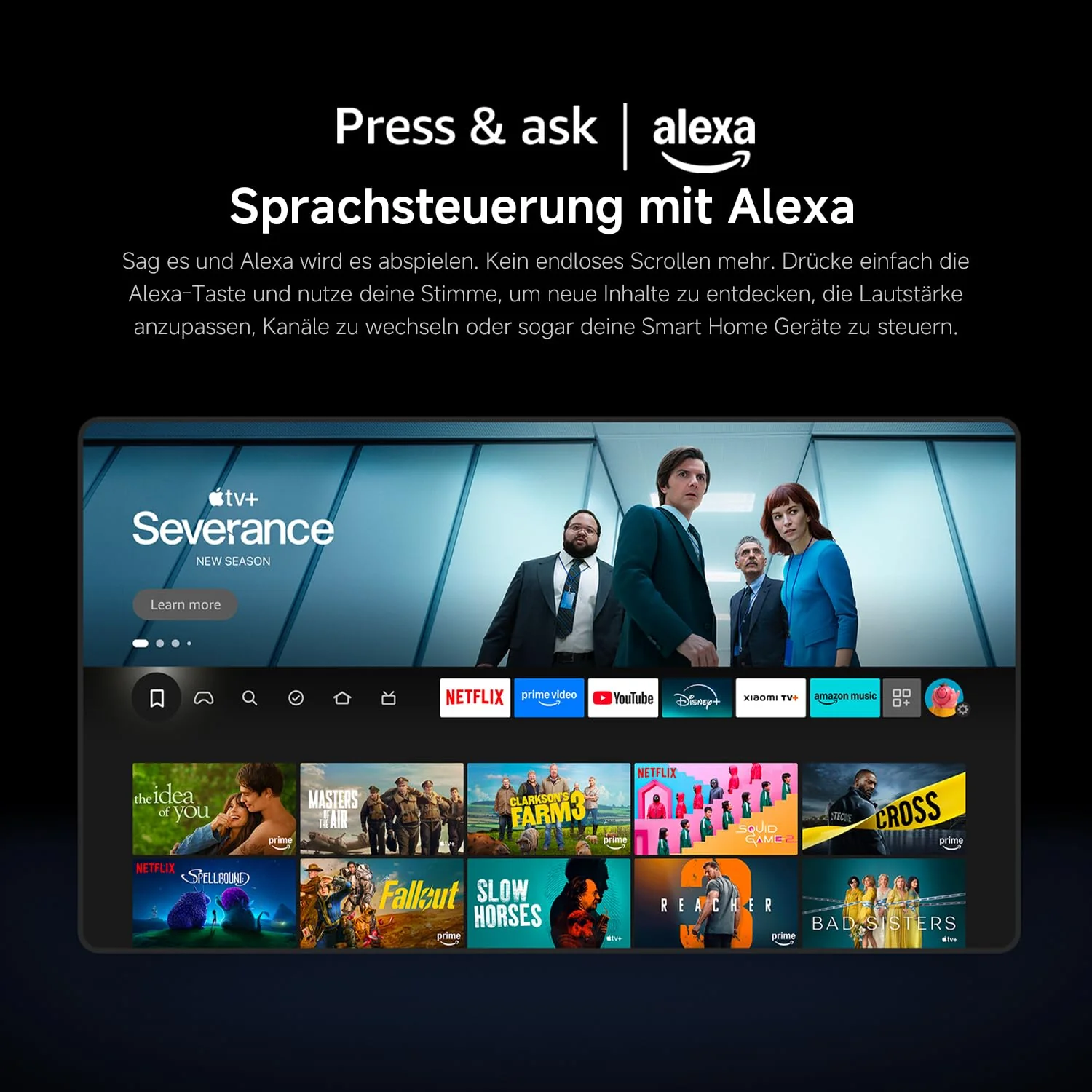 Xiaomi F, 65 Zoll (165 cm), 4K UHD, Smart TV, Fire TV, Triple Tuner DVB-C/S/S2/T/T2,HDR10, MEMC, Game Boost mode 120Hz,Sprachsteuerung mit Alexa,2GB+32GB, Kompatibel mit Apple AirPlay - Image 11