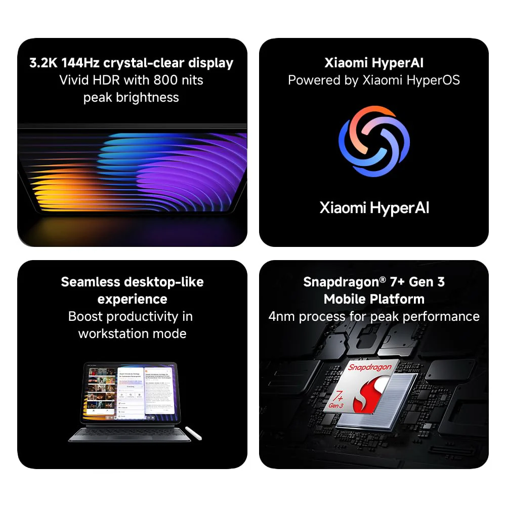 XIAOMI Pad 7 Tablet, 11.2 Zoll, 8+256GB, Blau, 3.2K 144Hz Display, Snapdragon 7+ Gen 3, 8850mAh Akku, 45W TurboCharge, HyperAI, Quad-Lautsprecher, Nahtloses Desktop-ähnliches Erlebnis - Image 5