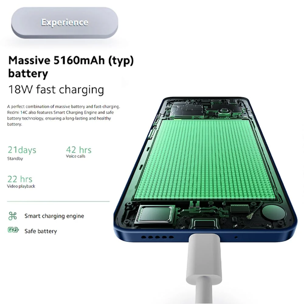 Xiaomi Redmi 14C Phone 8+256GB Smartphone Batteria 5160mAh, Processore Helio G81 Ultra e Doppia Fotocamera AI 50MP Blu - Image 5