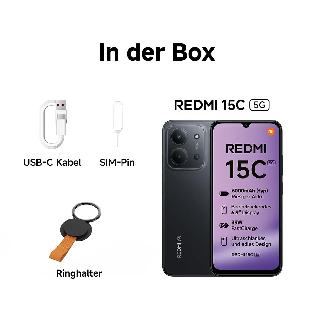 Xiaomi REDMI 15C 5G, Smartphone 4+256GB, 6,9" 120Hz Display, MediaTek Dimensity 6300 Prozessor 6nm Octa-Core, 50MP KI-Dualkamera, 6000mAh, Mitternachtsschwarz - Image 9