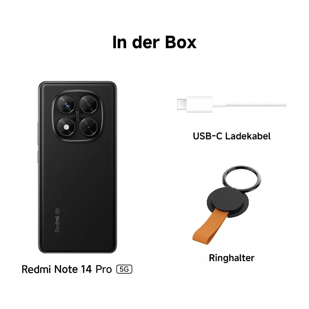 Xiaomi Redmi Note 14 Pro 5G Smartphone, 12 + 512GB, Black, 200MP professionelle AI-Kamera, IP68, 45W TurboCharge mit 5110mAh Akku, AI-Funktionen (kein Ladegerät enthalten) - Image 3