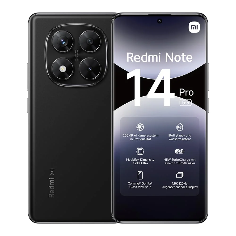 Xiaomi Redmi Note 14 Pro 5G Smartphone, 12 + 512GB, Black, 200MP professionelle AI-Kamera, IP68, 45W TurboCharge mit 5110mAh Akku, AI-Funktionen (kein Ladegerät enthalten) - Image 4