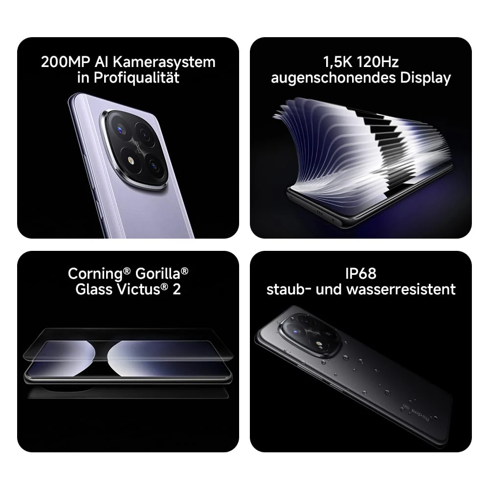 Xiaomi Redmi Note 14 Pro+ 5G Smartphone, 12 + 512GB, Purple, 200MP professionelle AI-Kamera, IP68, 120W HyperCharge, AI-Funktionen (kein Ladegerät enthalten) - Image 3