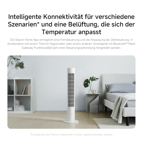 XIAOMI Smart Tower Fan 2 - Standventilator 150° Oszillation mit natürlichen Luftprofilen, Energiesparend, Ultra Leise 28.7dB(A), App-Steuerung, Weiß - Image 10