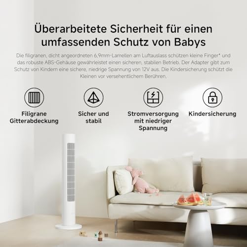 XIAOMI Smart Tower Fan 2 - Standventilator 150° Oszillation mit natürlichen Luftprofilen, Energiesparend, Ultra Leise 28.7dB(A), App-Steuerung, Weiß - Image 11
