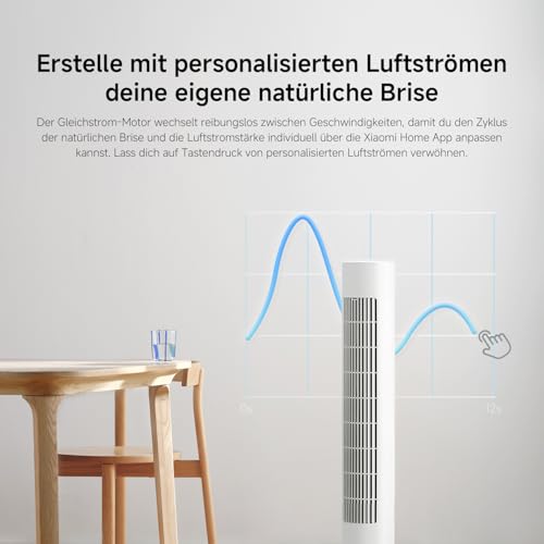 XIAOMI Smart Tower Fan 2 - Standventilator 150° Oszillation mit natürlichen Luftprofilen, Energiesparend, Ultra Leise 28.7dB(A), App-Steuerung, Weiß - Image 7