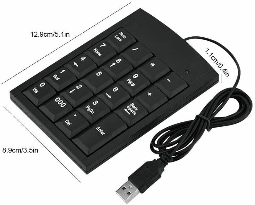 Xingdianfu Mini Zifferntastatur, Tragbare USB Ziffernblock, für Laptop Desktop Computer Pc, mit USB-Kabel 1,3 m Schwarz - Image 10