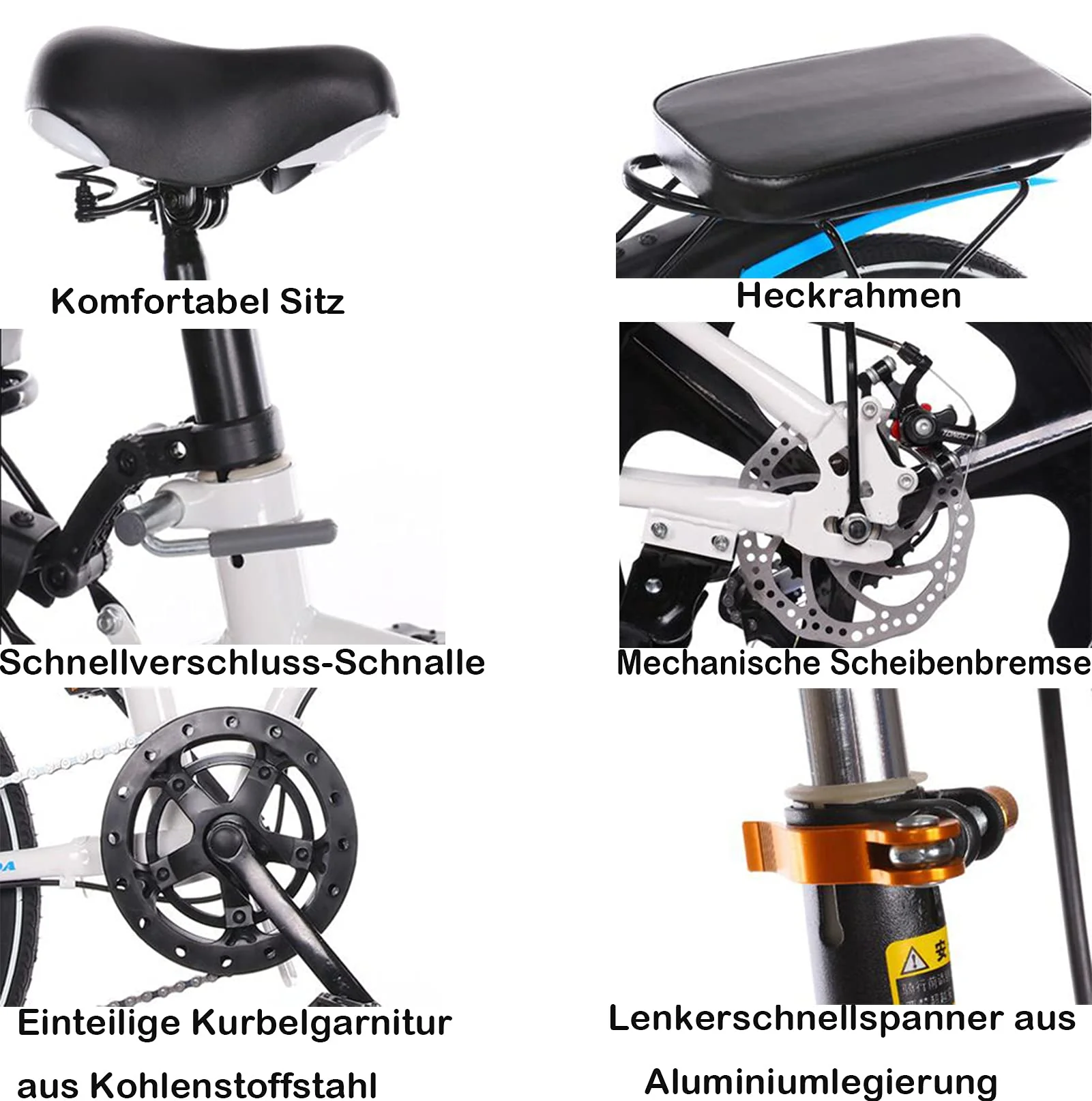 XQIDa durable Klapprad in 20 Zoll Erwachsene Jugendliche für Faltrad Schnellfaltsystem 6 Bremsen mit Variabler Geschwindigkeit Stadtrad mit Rücklicht und Autokorb(rot) … - Image 3