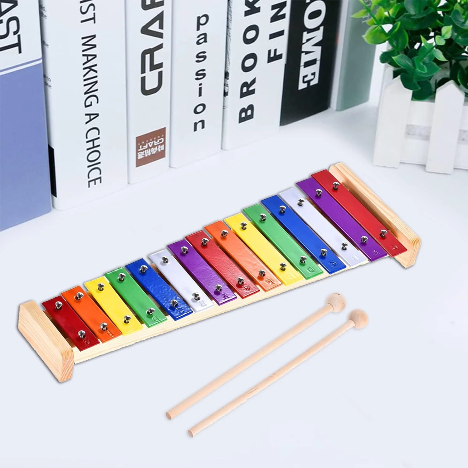 Xylophon Glockenspiel Holz,15 Töne Bunt Xylophon für Kinder, mit 2 Schlägeln, Musikinstrument für Mädchen und Jungen ab 3 Jahren - Image 3