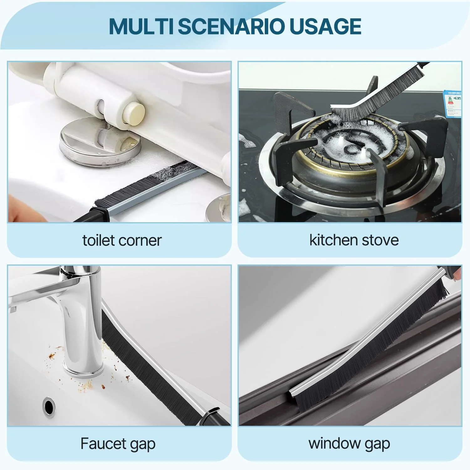YAGE Eckenreinigungsbürste,Badezimmer Lückenreinigungsbürste-Spaltbürste,Reinigungswerkzeug mit langem Griff Zuhause Küche Rillenspalt Fenster Türschiene Schrubber Bürsten Fugen Reinigungsbürste(3pcs) - Image 8