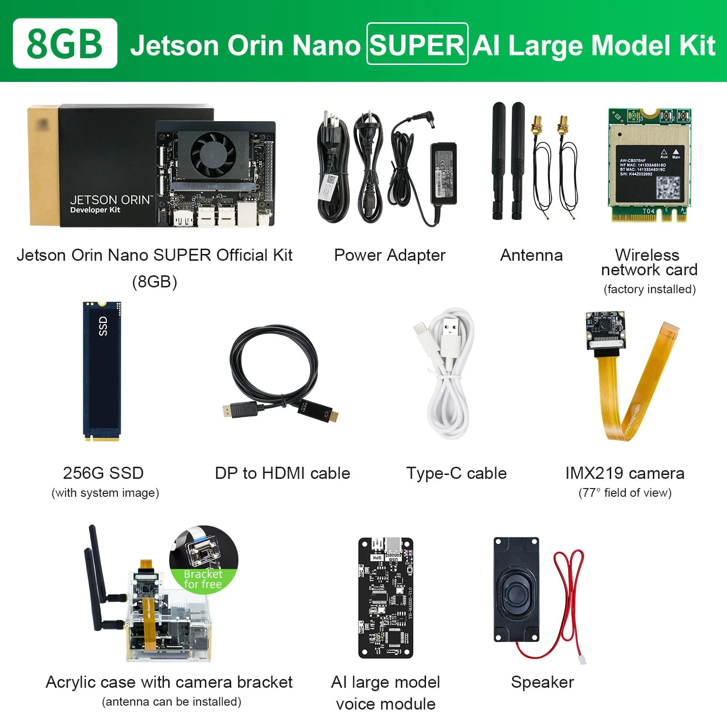 Yahboom Jetson Orin Nano Super 8GB Official Development Kit 67 Tops AI Large Model + IMX219 CSI Camera +Jetson Case +Development Board Ubuntu 22.04 (Orin Nano 8GB Off AI Large Model Kit) - Image 2