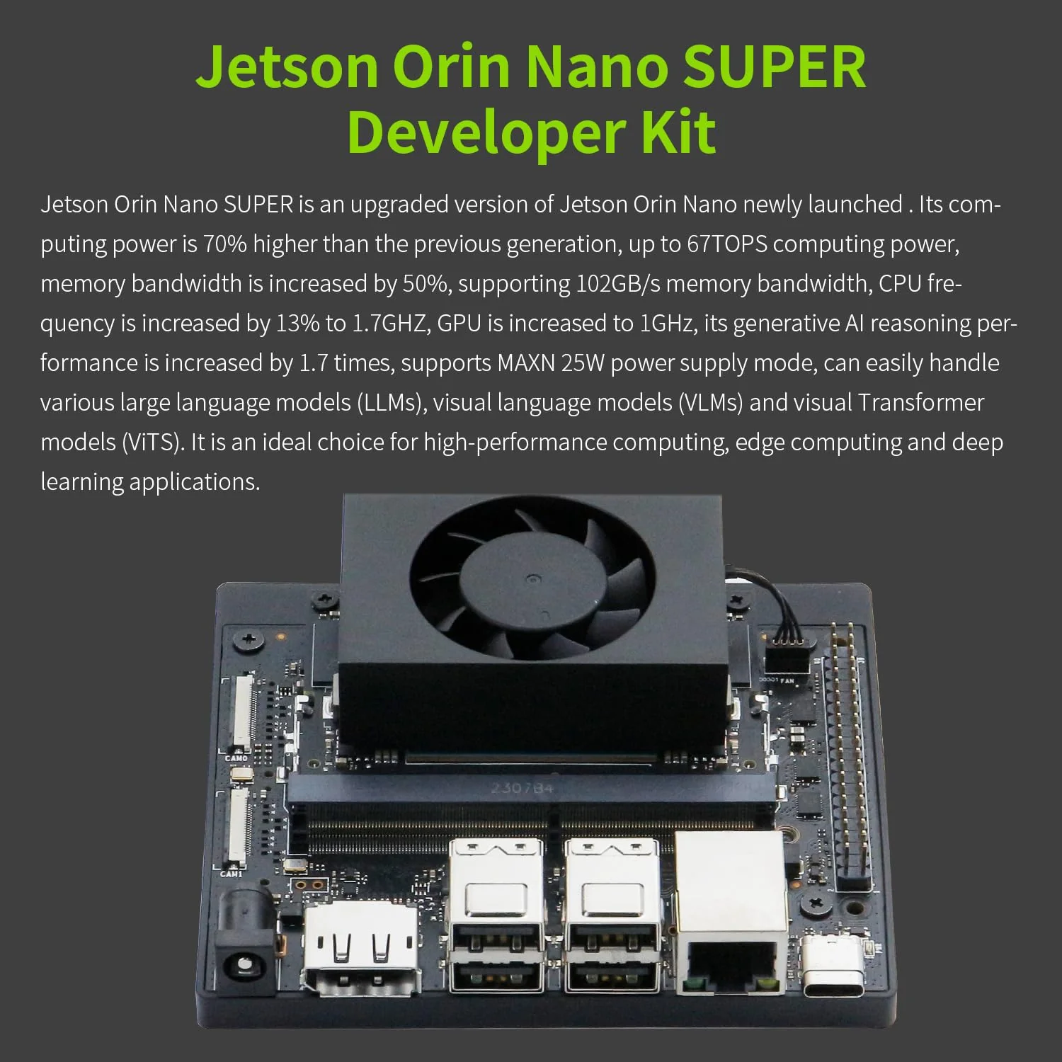 Yahboom Jetson Orin Nano Super 8GB Official Development Kit 67 Tops AI Large Model + IMX219 CSI Camera +Jetson Case +Development Board Ubuntu 22.04 (Orin Nano 8GB Off AI Large Model Kit) - Image 3