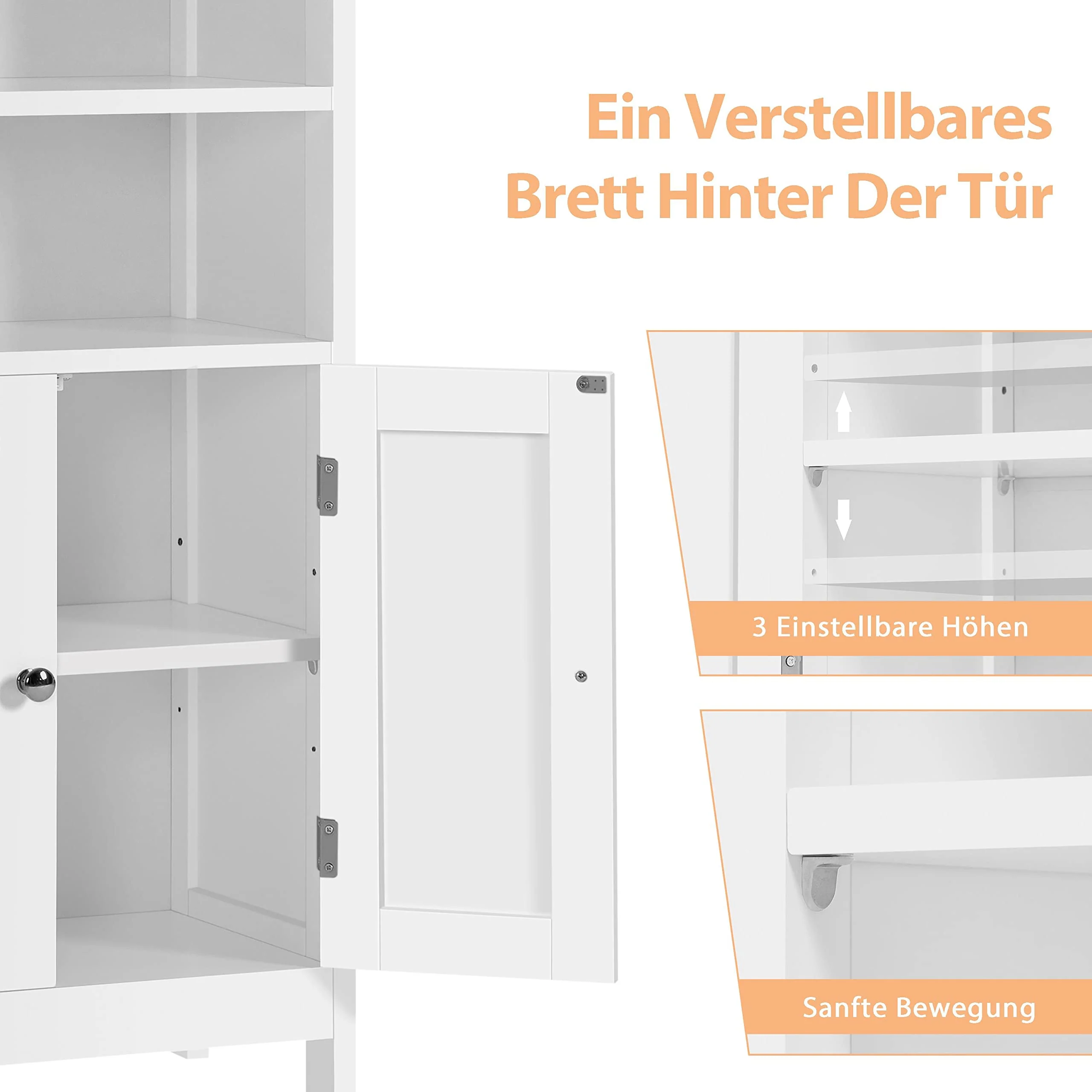 Yaheetech Badezimmerschrank Unterschrank Badkommode Waschbeckenunterschrank mit Doppeltür & Einstellbarem Regal Weiß