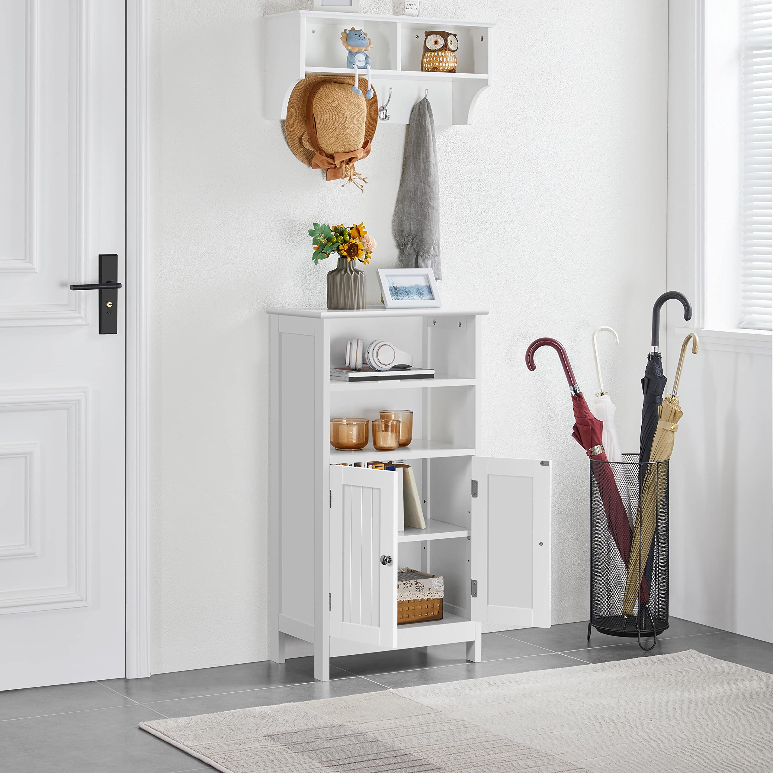 Yaheetech Badezimmerschrank Unterschrank Badkommode Waschbeckenunterschrank mit Doppeltür & Einstellbarem Regal Weiß - Image 2