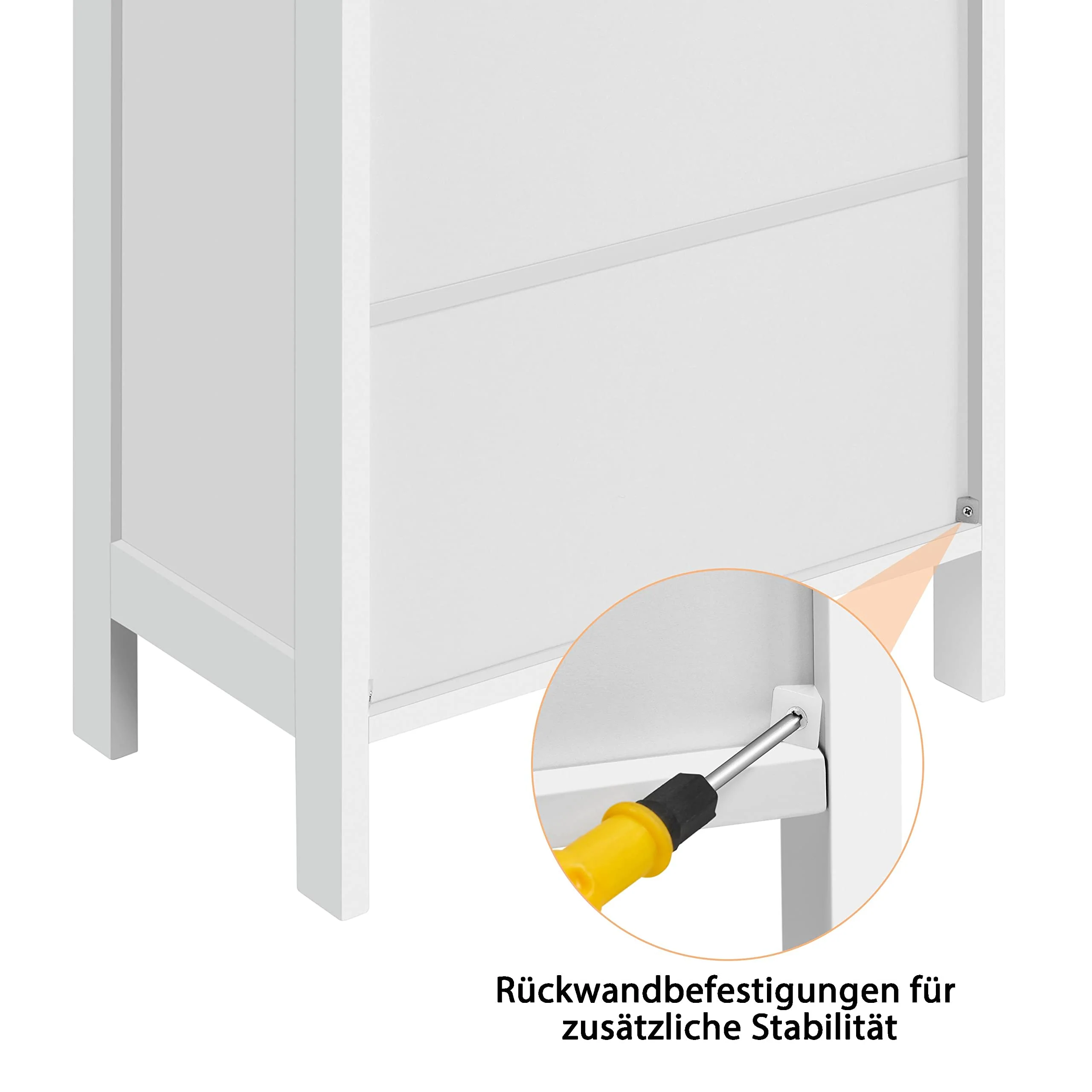 Yaheetech Badezimmerschrank Unterschrank Badkommode Waschbeckenunterschrank mit Doppeltür & Einstellbarem Regal Weiß - Image 6