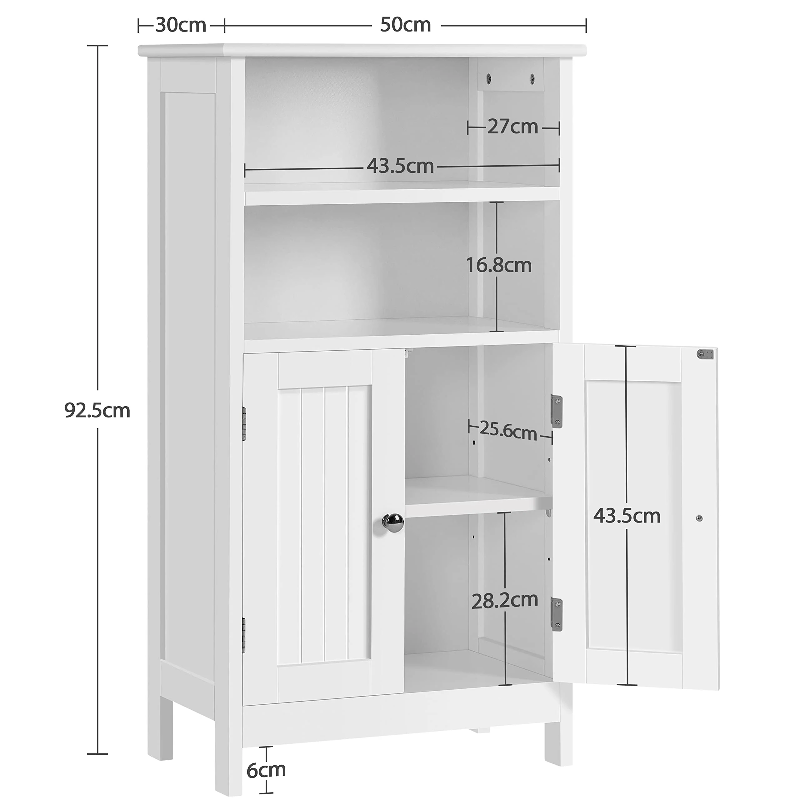 Yaheetech Badezimmerschrank Unterschrank Badkommode Waschbeckenunterschrank mit Doppeltür & Einstellbarem Regal Weiß - Image 8