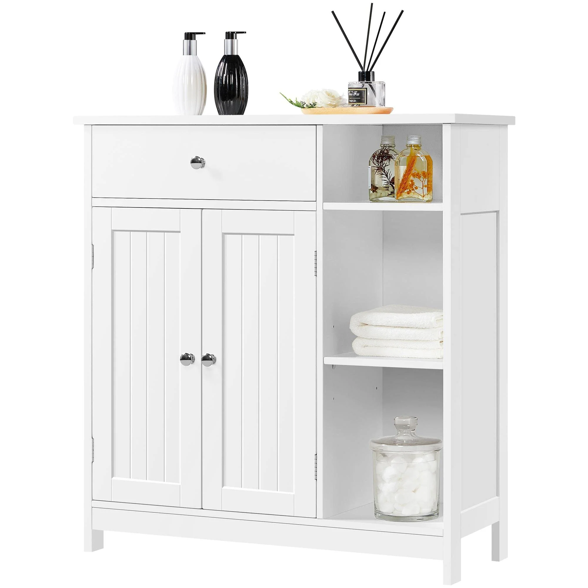 Yaheetech Badezimmerschrank Unterschrank mit Schubladen & Tür & verstellbare Einlegeböden Kommode fürs Badezimmer/Wohnzimmer/Küche/Flur 75 * 30 * 80cm - Image 3