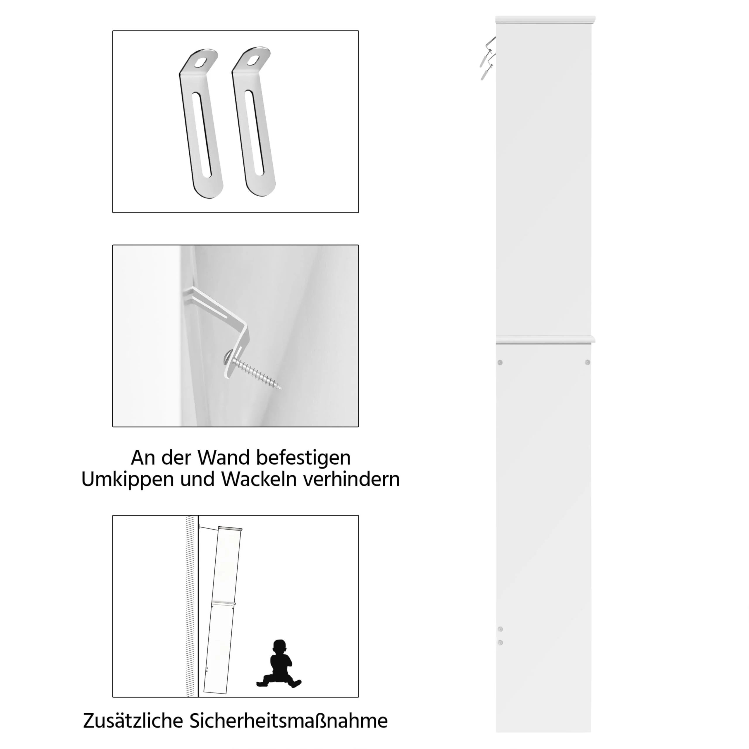 Yaheetech Badezimmerschrank Waschmaschinenschrank Überbauschrank Hochschrank mit verstellbarem Einlegeboden Badregal über WC und Waschmaschine Toilettenschrank 180 cm Höhe - Image 6