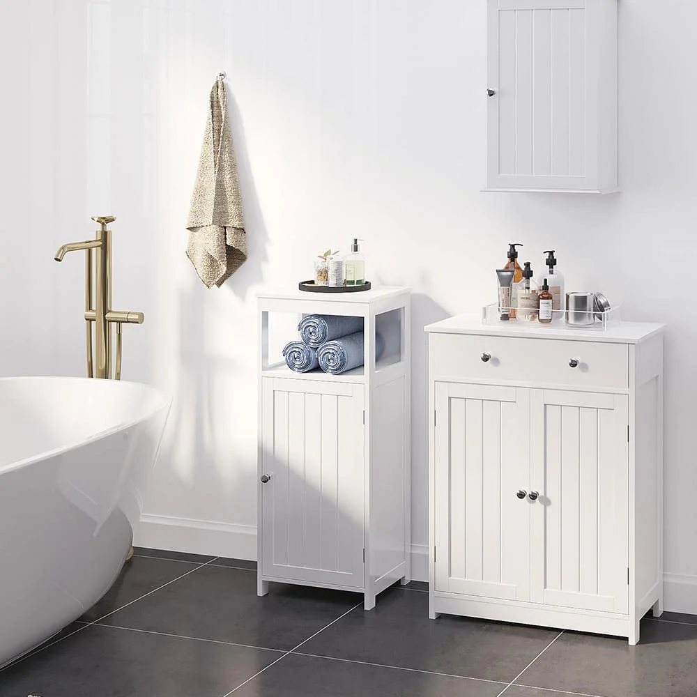Yaheetech Badschrank Küchenschrank Kommode Aufbewahrungsschrank mit Schublade und Doppeltür Badezimmer 60 x 30 x 80 cm LBH Weiß - Image 2