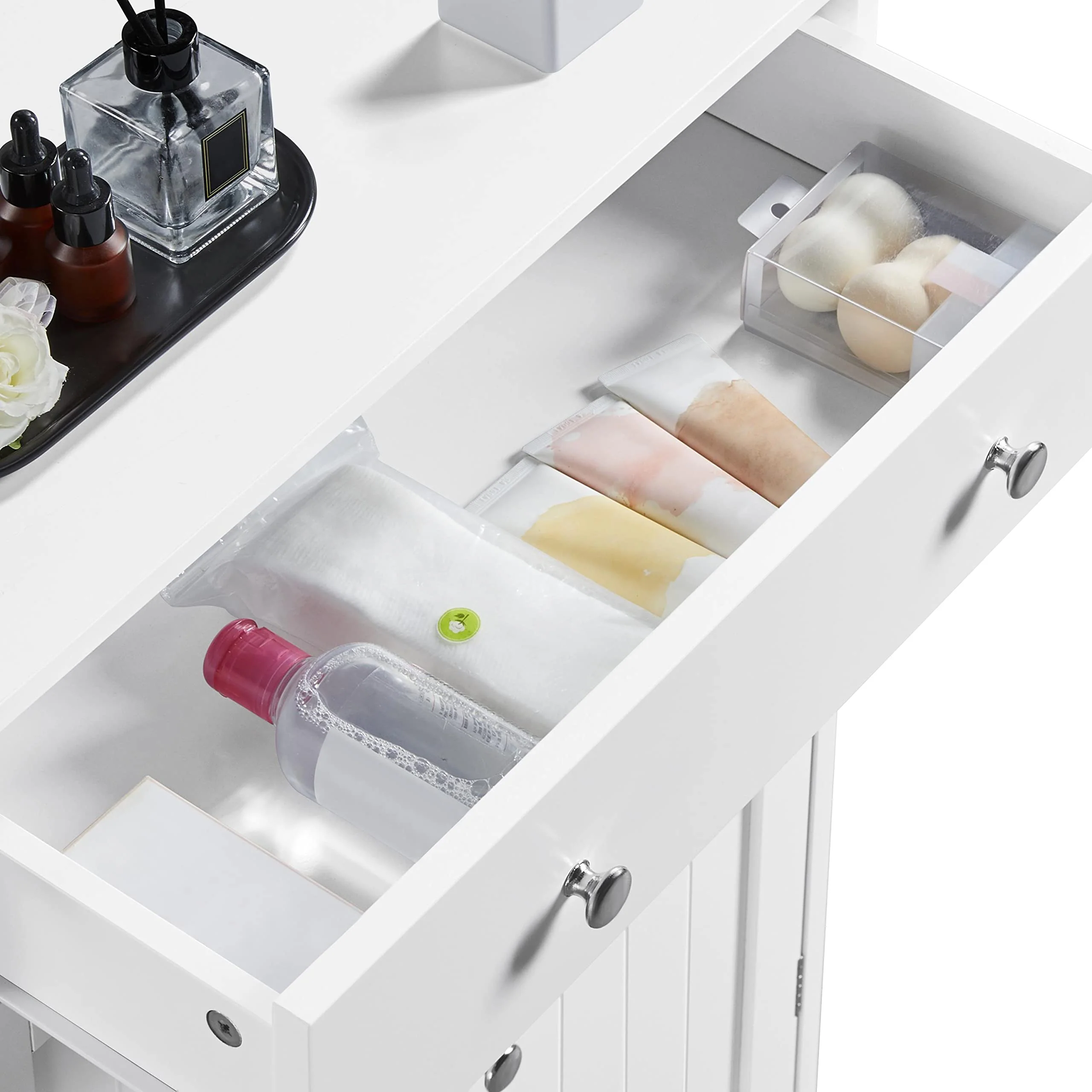 Yaheetech Badschrank Küchenschrank Kommode Aufbewahrungsschrank mit Schublade und Doppeltür Badezimmer 60 x 30 x 80 cm LBH Weiß - Image 4