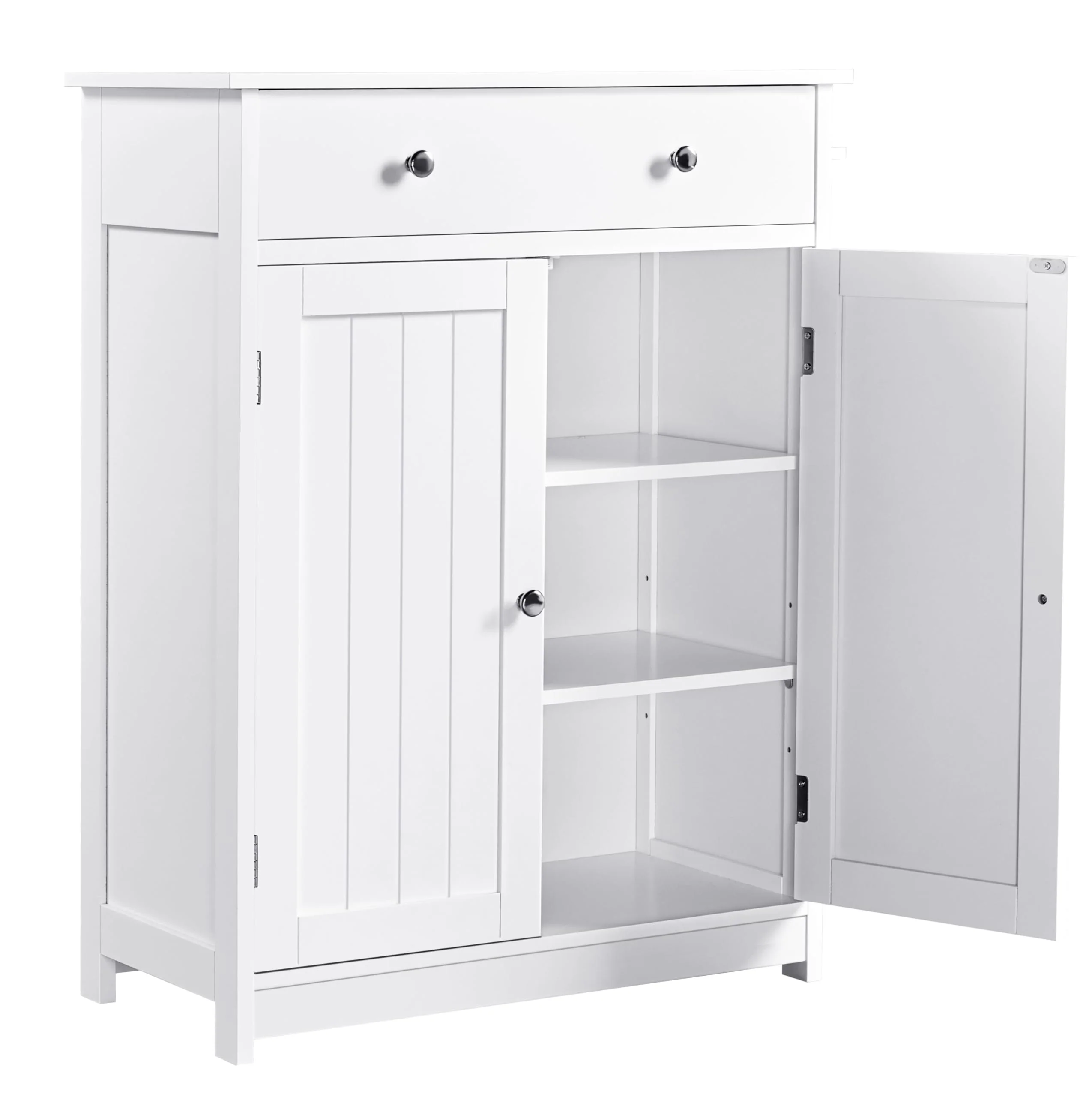 Yaheetech Badschrank Küchenschrank Kommode Aufbewahrungsschrank mit Schublade und Doppeltür Badezimmer 60 x 30 x 80 cm LBH Weiß - Image 5