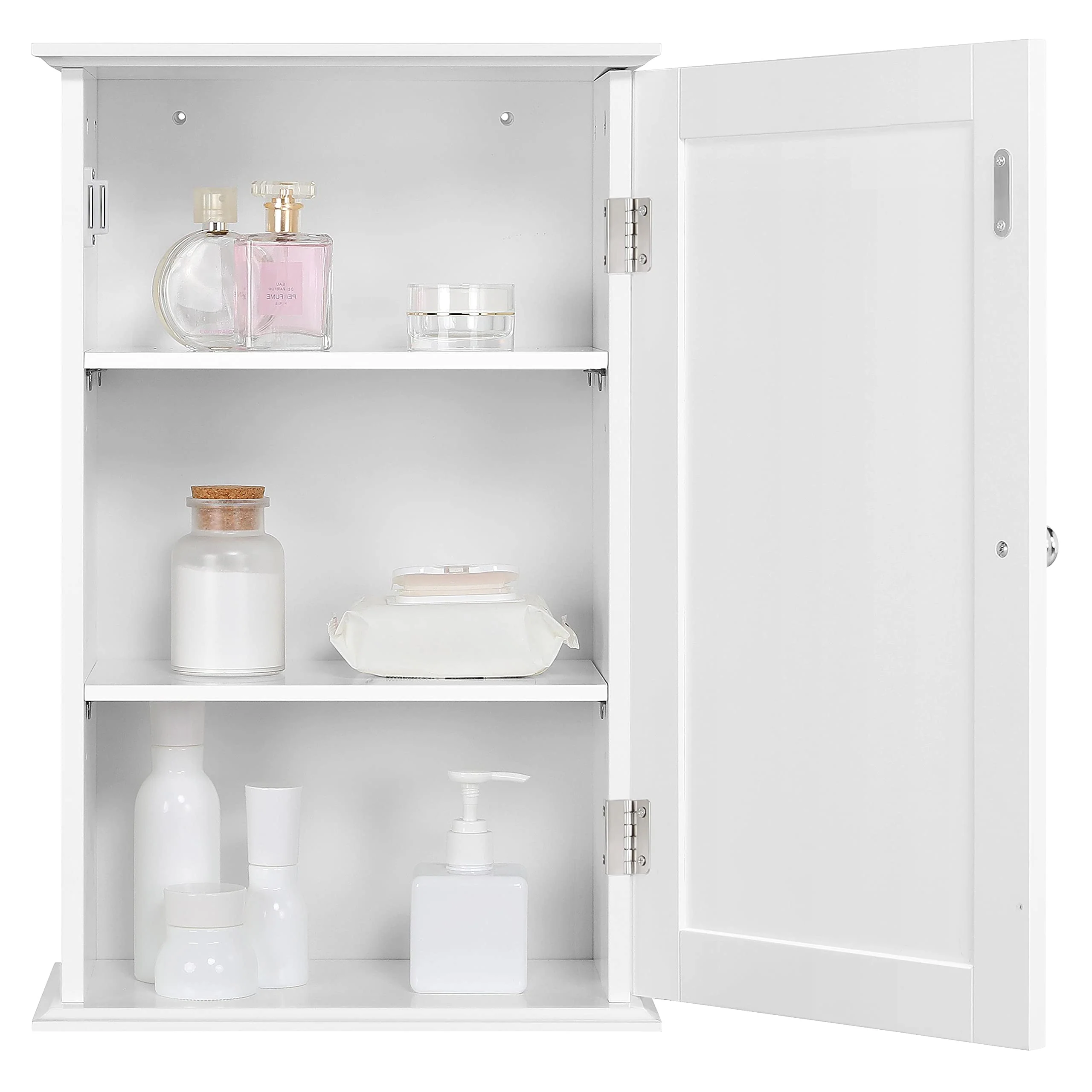 Yaheetech Hängeschrank, Wandschrank mit Einer Tür, Badschrank, Küchenschrank, Medizinschrank in Weiß, 35 x 21 x 55 cm - Image 4