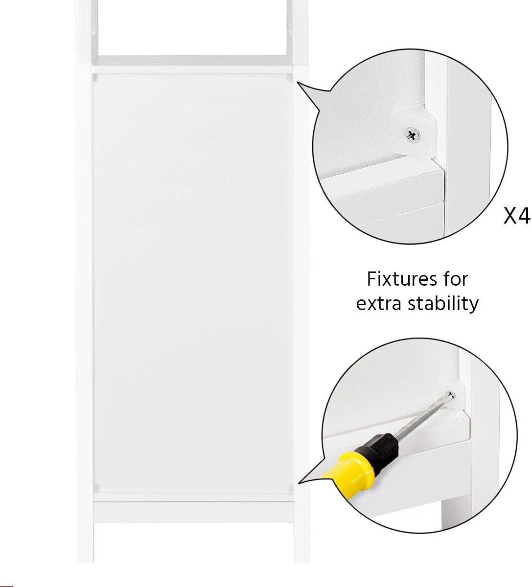 Yaheetech Hochschrank, Badezimmerschrank, Standregal, Badregal, mit 3 offenen Fächern & verstellbarem Einlegeboden, für Badezimmer, Wohnzimmer, Küche, 40 * 32 * 160, Weiß - Image 7