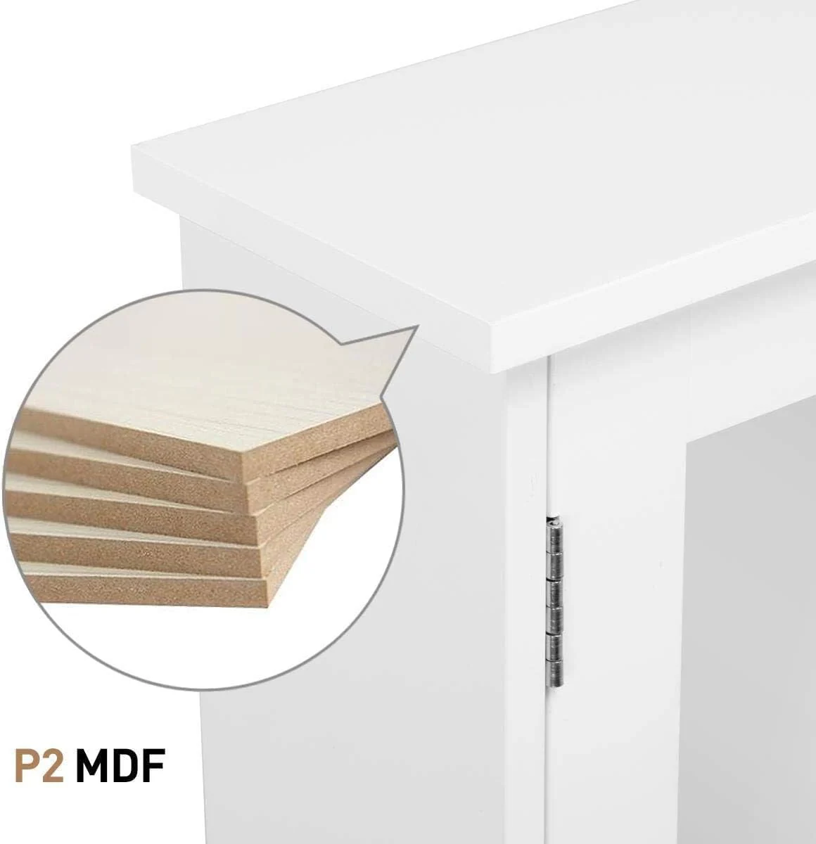 Yaheetech Spiegelschrank, Badschrank, Hängeschrank mit Spiegeltür, Badezimmerspiegel mit Ablagen, 56cmx13cmx58cm, Weiß - Image 11