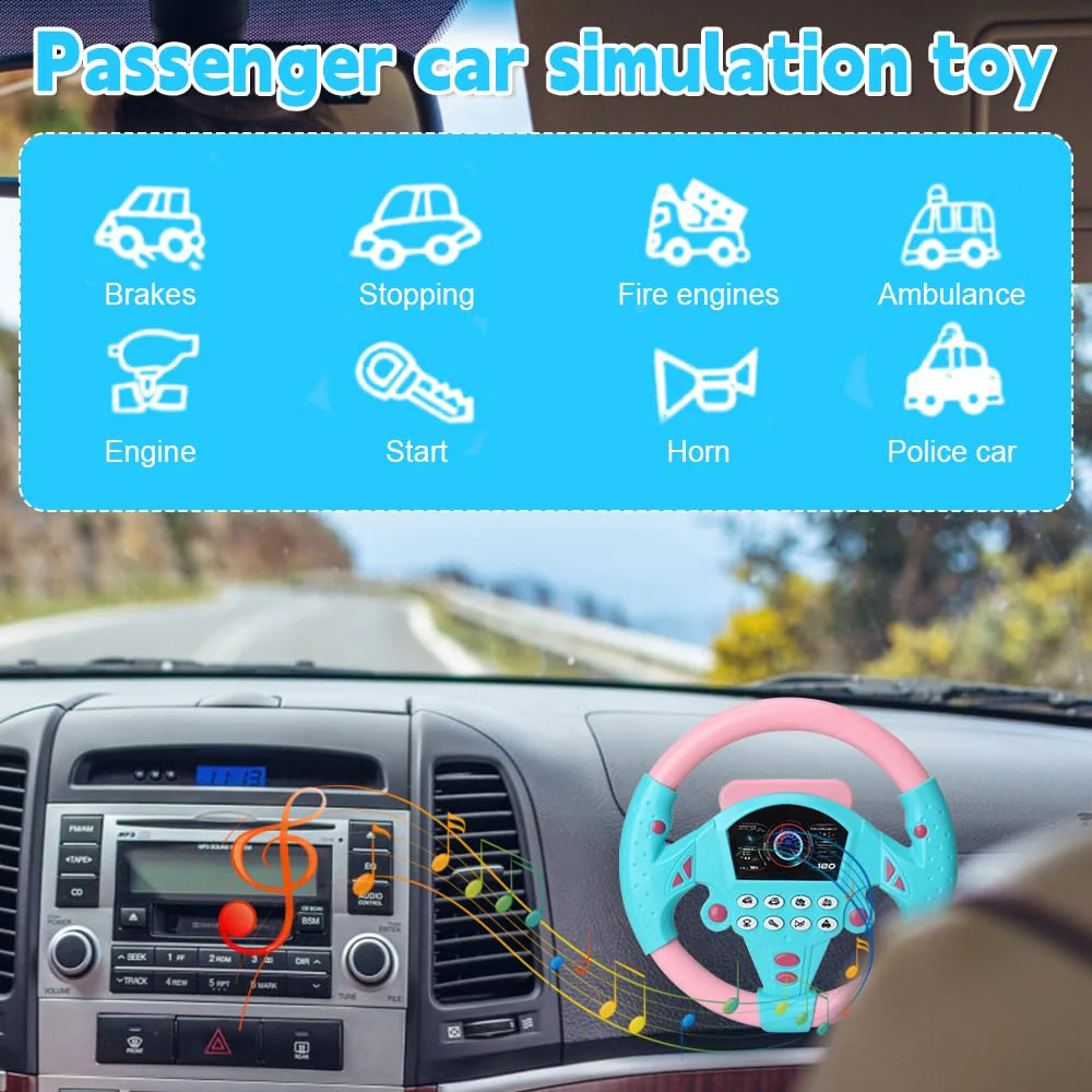 YANGUN Lenkrad Kinder Spielzeug, Simulierter Tragbarer Fahrregler mit 360° Rotation, Interaktives Lenkrad Lernspielzeug mit Lichtern und Geräuschen,Simulation im Auto,Geschenk für Kleinkinder Kinder - Image 5