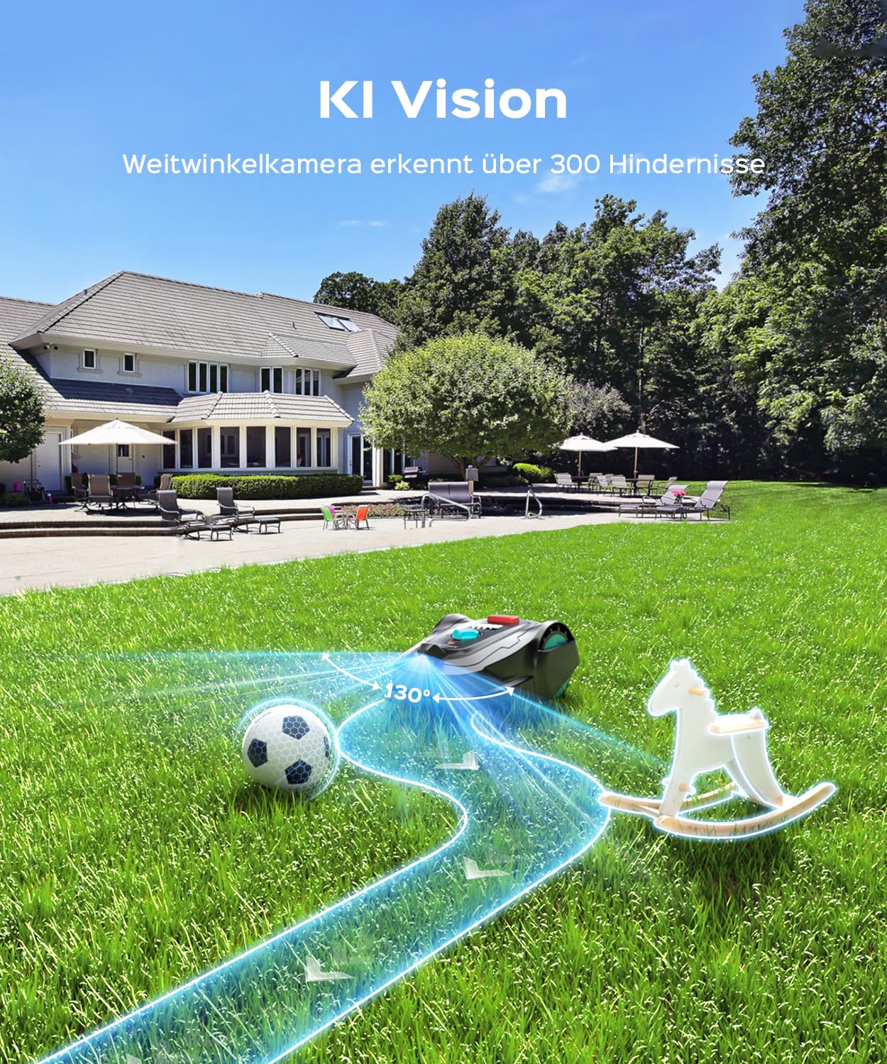 YARDCARE M800Plus Mähroboter ohne Begrenzungskabel,Max. 800 m²,GPS Positionierung+KI Vision,U-förmige Bahnen,Rasenmäher Roboter ohne Kabel mit App,automatische Aufladung, 150 Hinderniserkennungen - Image 6