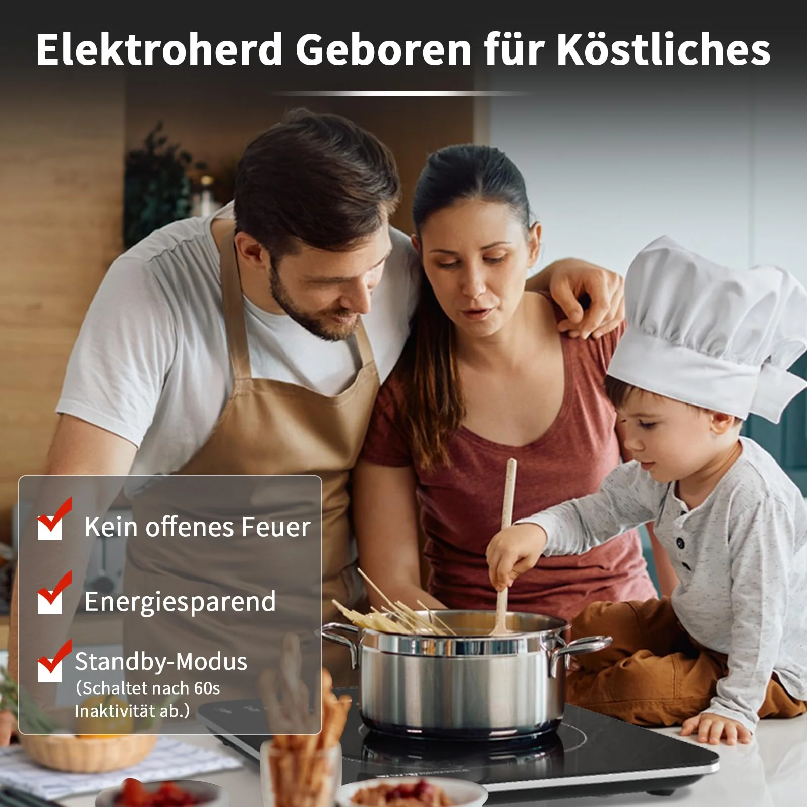 YASHE Induktionskochfeld – Einzel Induktionskochplatte, 10-Leistungseinstellung und 10-Temperaturstufen, 2000W Induktionskochfeld 1 Platte, 4-Stunden-Timer, Sicherheitsschloss, Mobil - Image 6