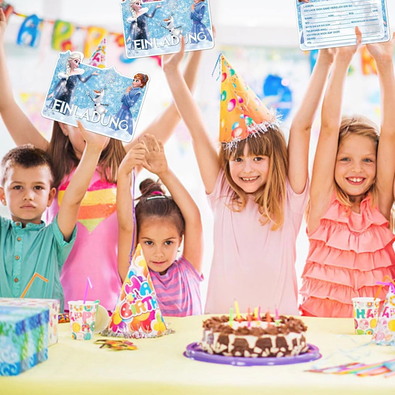YeahBoom Einladungskarten Kindergeburtstag,12 Deutsche Einladungskarten,12 Umschläge,12 Tattoo Aufkleber,Einladungen Geburtstag Junge Madchen,Partyeinladungen Einladungen Kinder - Image 2