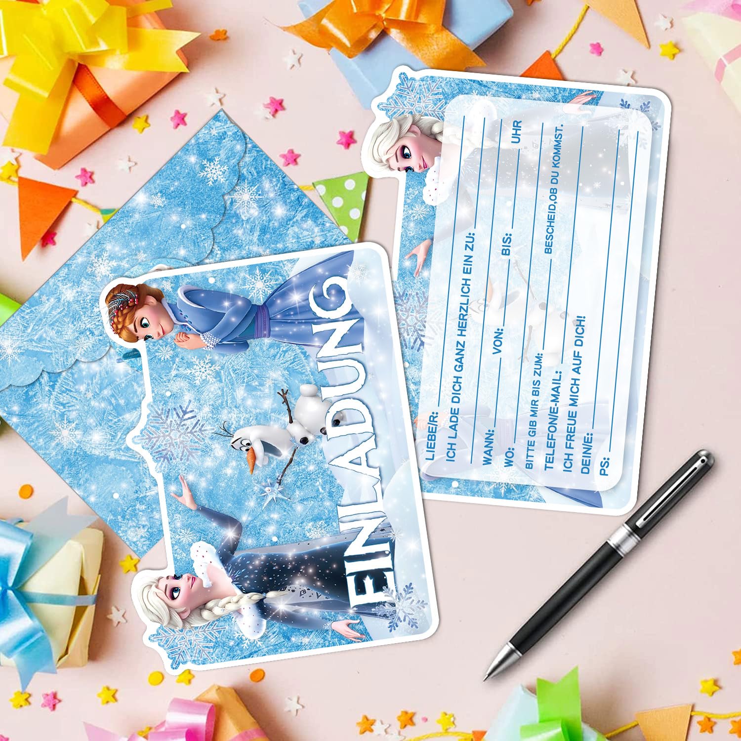 YeahBoom Einladungskarten Kindergeburtstag,12 Deutsche Einladungskarten,12 Umschläge,12 Tattoo Aufkleber,Einladungen Geburtstag Junge Madchen,Partyeinladungen Einladungen Kinder - Image 3