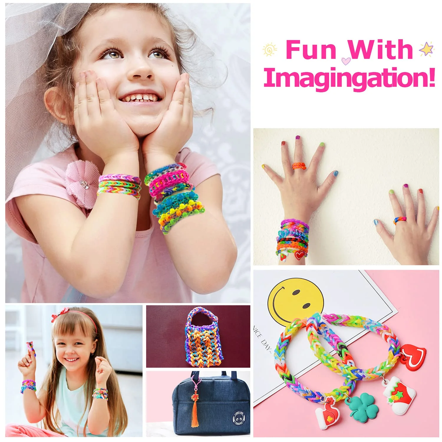 Yestrong 2500+Loom Bänder Set, Loom Bänder Zubehör Bunte Gummibänder Loops Gummis für Armbänder, Rubber Loombänder Mit Accessoires - Image 2