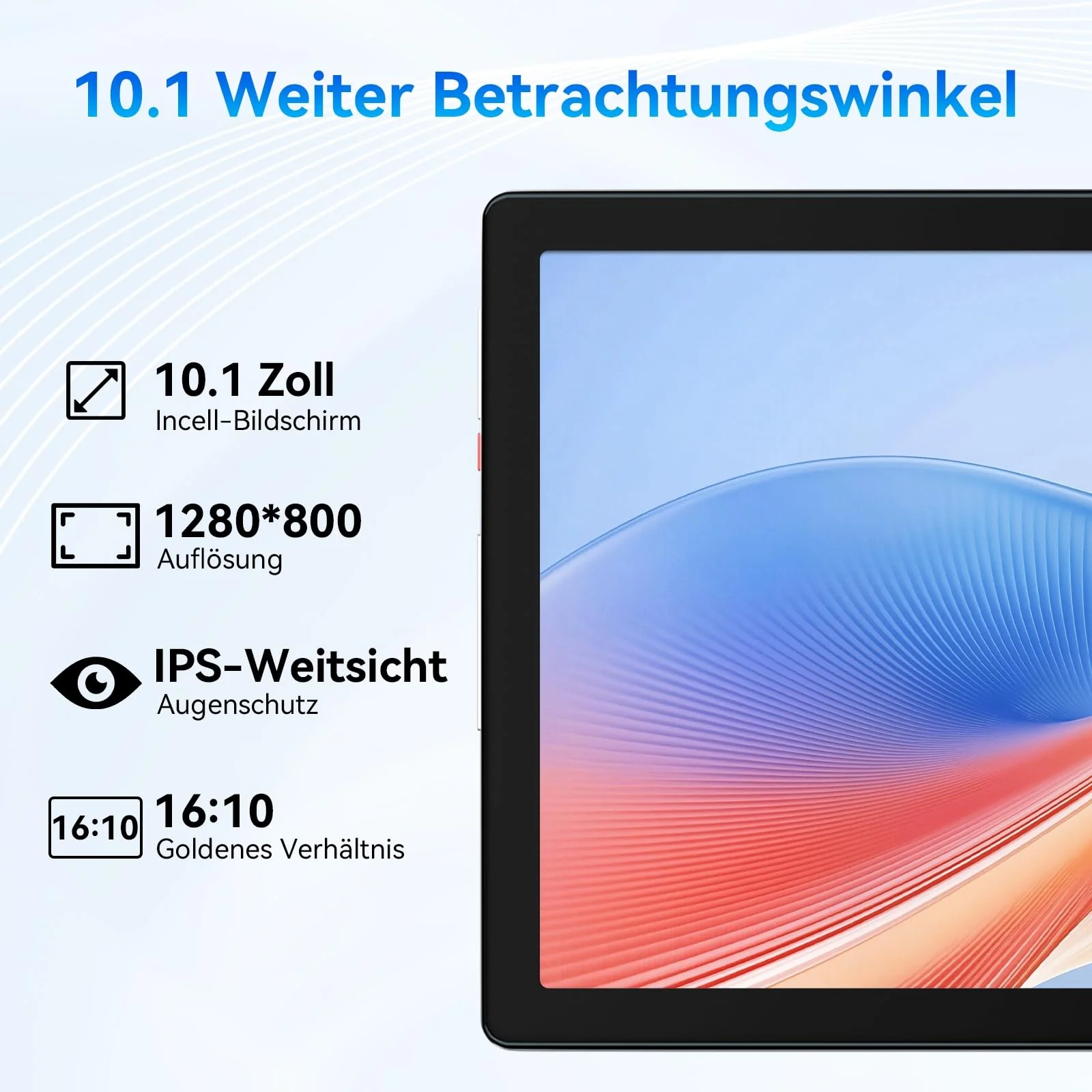 Yicty Tablet 10 Zoll Android Tablets 6 GB RAM + 64 GB ROM Quad-Core 5000 mAh 1280 x 800 HD-Touchscreen 5MP + 8 MP HD-Kamera Bluetooth 5.2 Tablet-PC (Grau) - Image 6