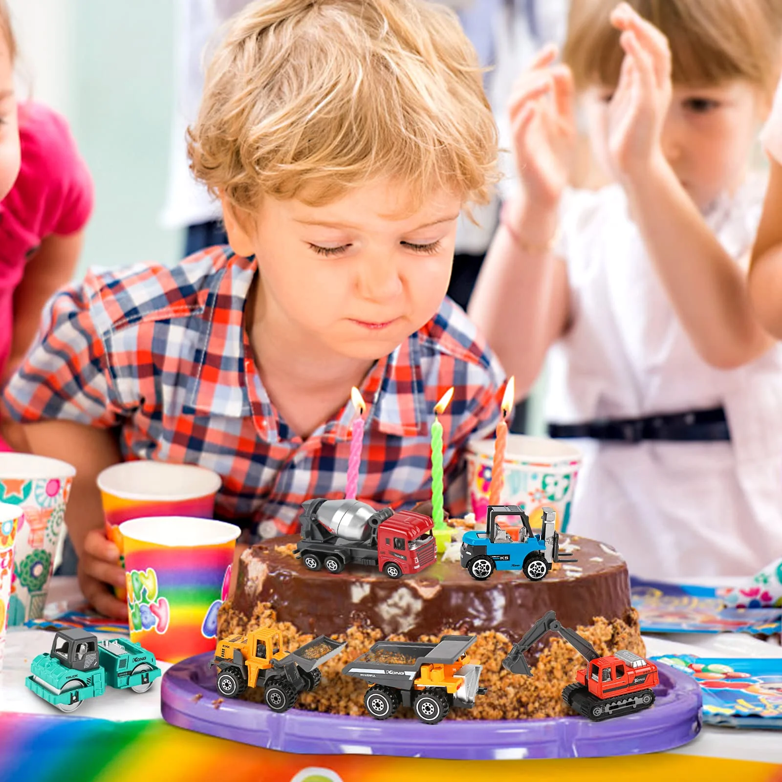 YIMORE Mini Lastwagen Autos für Jungs Bunt Baufahrzeuge Spielzeug Geschenkset für Kinder ab 3 Jahren (6 pcs) - Image 7