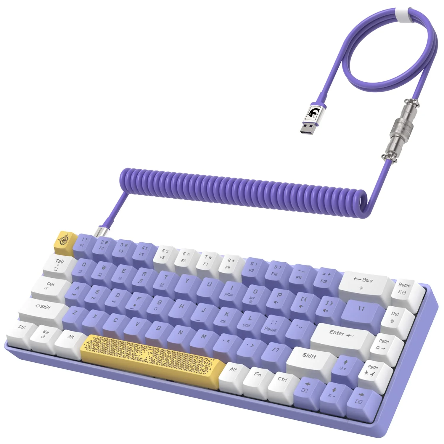 YINDIAO T8 60% Mechanische Gaming Tastatur,68 Tasten TKL Kompakt Layout,Kabelgebundene Tastatur,18 RGB Beleuchtung,Blauer Schalter,Anti-Ghosting,Pro USB-C Spiralkabel,für PC,MAC,PS4,Xbox -Lila - Image 6