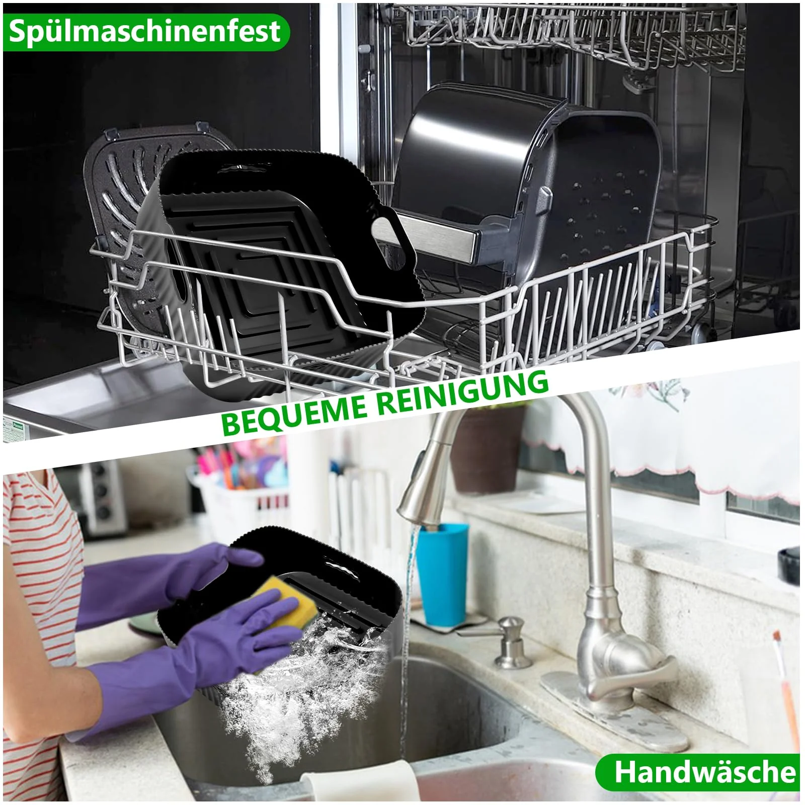 YINGRACE 23CM Heißluftfritteuse Zubehör XXL für COSORI 6,4L, 6,2L, 6L, Russell Hobbs 8L, 4PCS Airfryer Zubehör mit Grillroste Pizzapfanne Backpapier Silikonform für Heißluftfritteuse - Image 5
