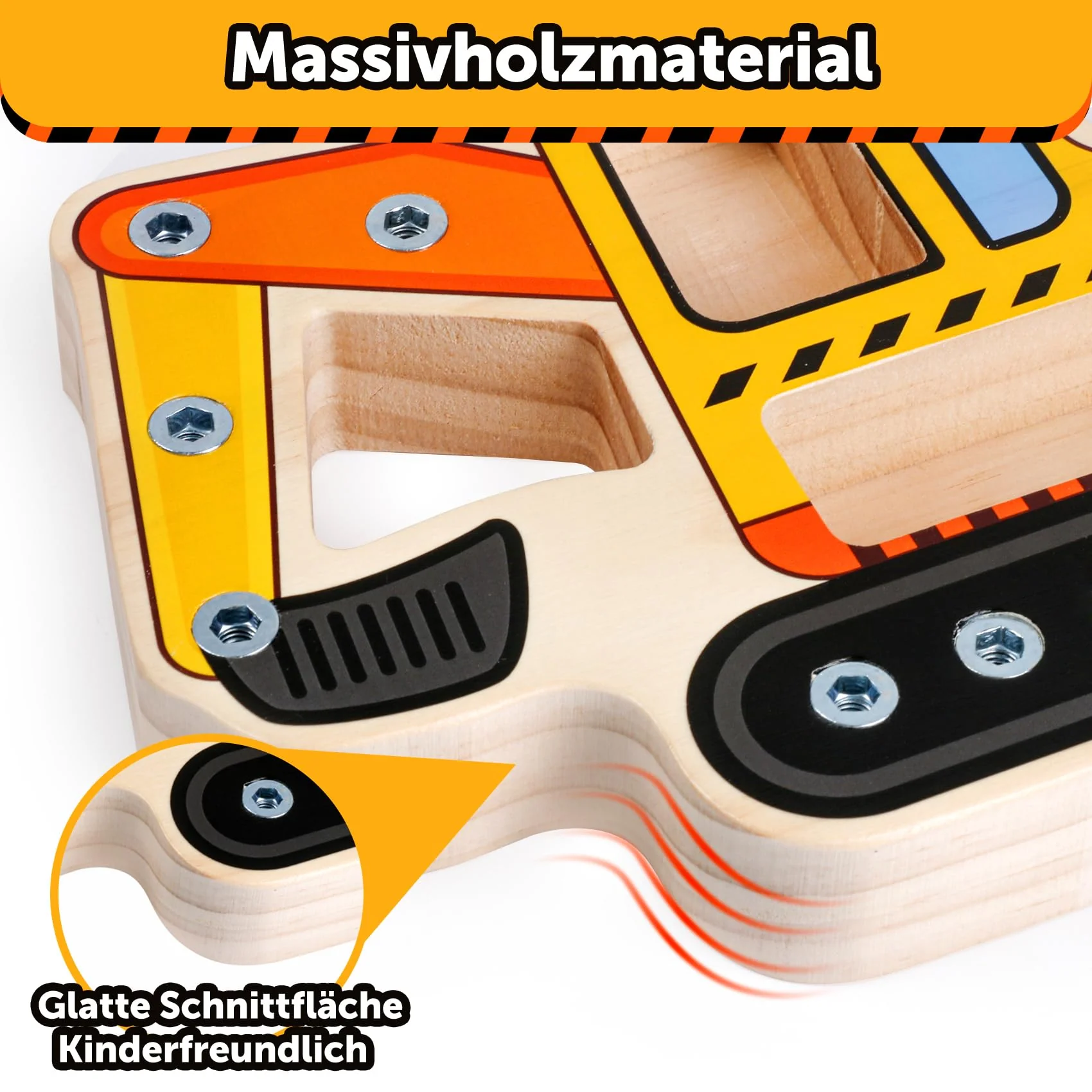 YIQOGAME Montessori Schraubbrett,Holz Lernspielzeug Montessori Spielzeug Ab 3 Jahre Planierraupen Spielzeug Motorikspielzeug Für Kinder Kindergarten Spielzeug - Image 5