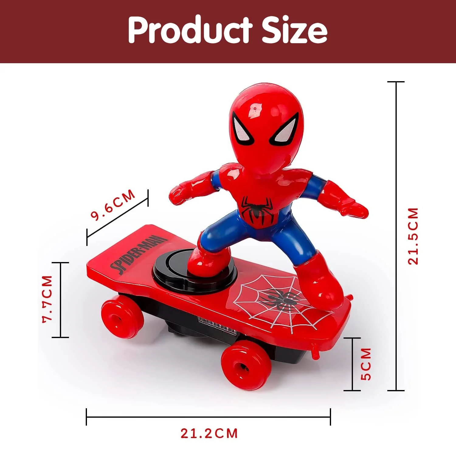 YISKY Spider Man Stunt Spielzeug Auto, Spider Man Fahrzeug mit Musik und Beleuchtung, Spider Man Spielzeug Roller, Elektrischer Auto, Beleuchtetes Spielzeugauto für Kinder ab 3 Jahren - Image 6