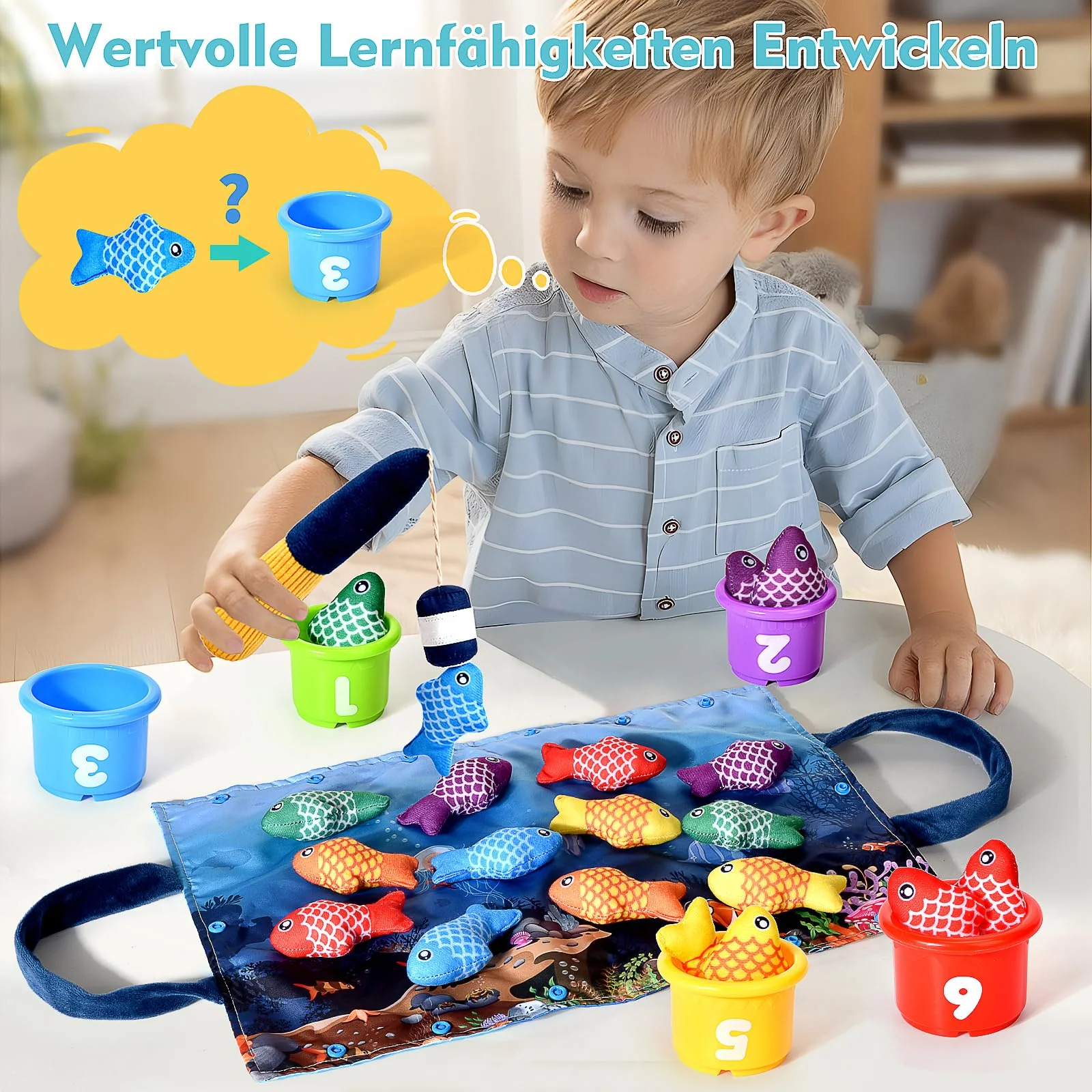 Yitical Montessori Spielzeug ab 1 2 Jahr, Angelspiel kinderspielzeug, Baby Spielzeug für 6 12 18 Monate, Motorikspielzeug Fische Angeln Spiel Lernspielzeug, Geschenk Junge Mädchen - Image 6