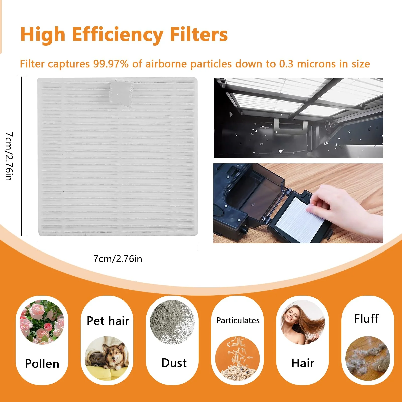 Yivy 25 STK Ersatzteile für AIRROBO T20+/ T20 Staubsauger, Ersatz Zubehör Ersatzzubehör: 2 Hauptbürste,6 Seitenbürsten,4 HEPA Filter,6 Staubsaugerbeutel,4 Wischtücher - Image 7
