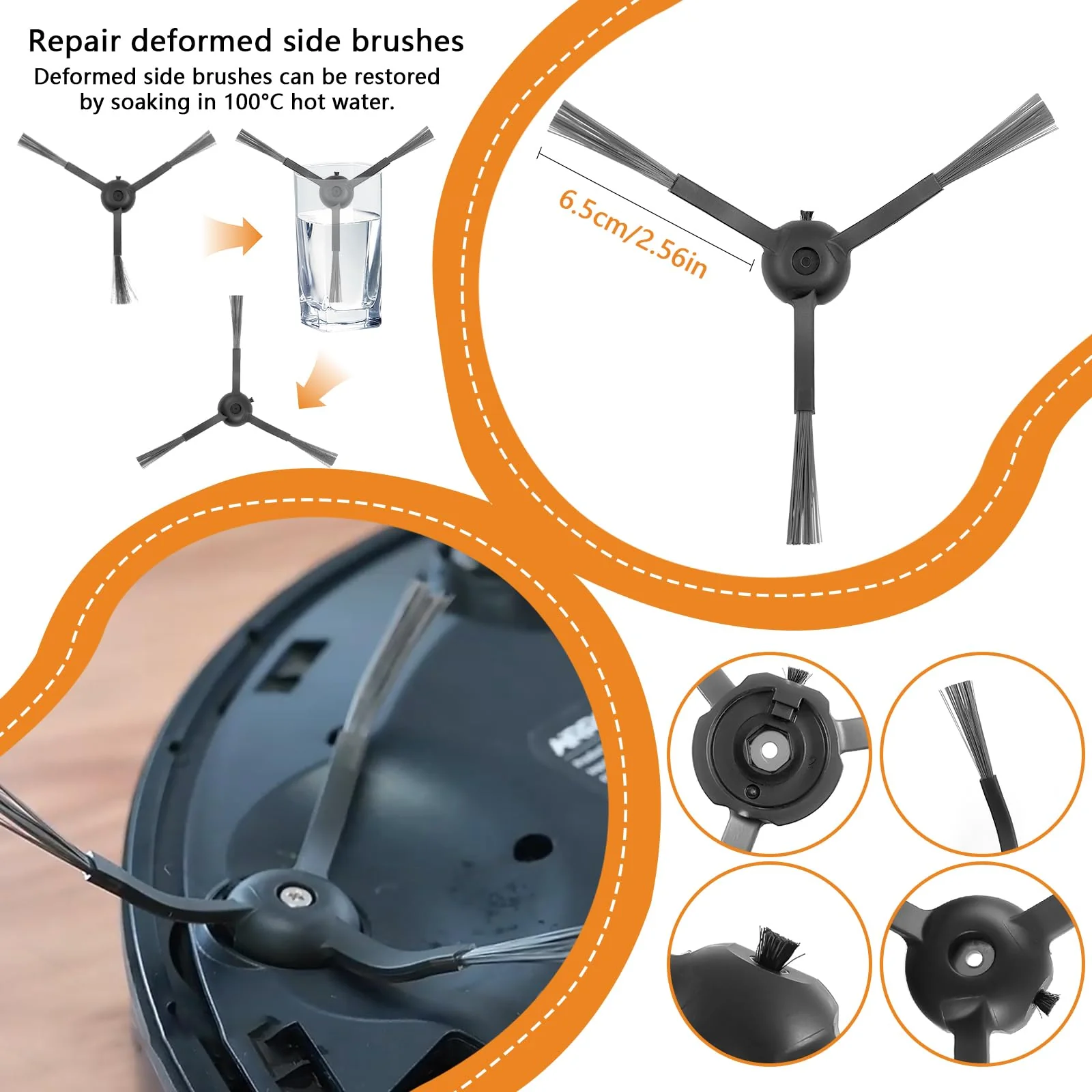 Yivy 25 STK Ersatzteile für AIRROBO T20+/ T20 Staubsauger, Ersatz Zubehör Ersatzzubehör: 2 Hauptbürste,6 Seitenbürsten,4 HEPA Filter,6 Staubsaugerbeutel,4 Wischtücher - Image 8