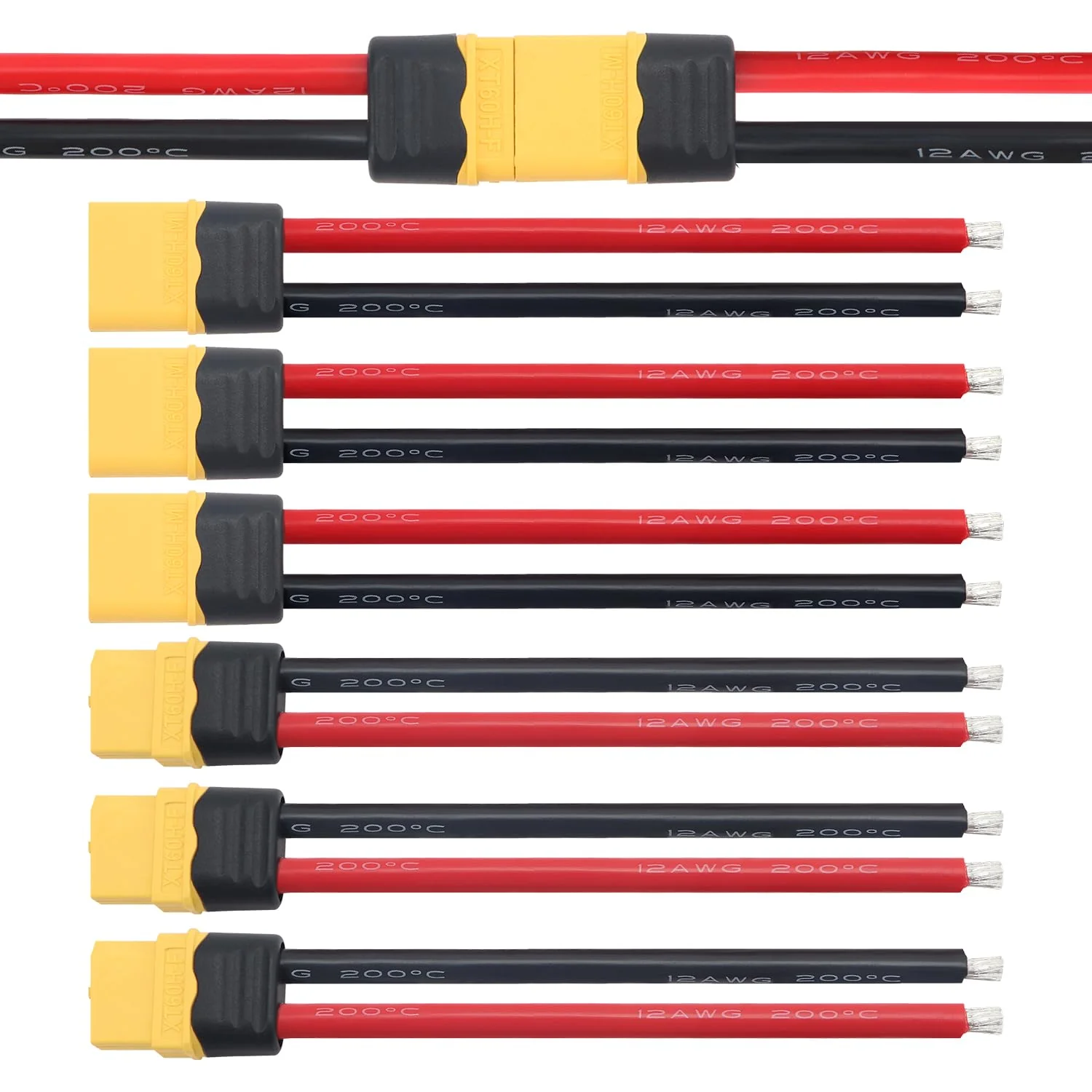 YIXISI 3 Paar XT60 XT60H Stecker Männlich Weiblich Stecker, XT60H Plug Male Female Connector mit Mantel Gehäuse Stecker, mit 100mm 12AWG Silikondraht, für RC Lipo Batterie FPV Drohne